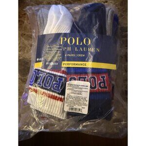 New Polo Ralph Lauren 6 Pairs Crew Socks – Size 10-13 - Multicolor